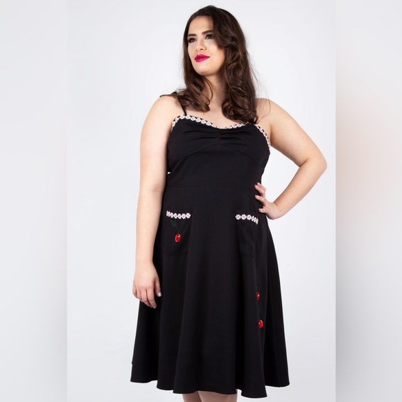 Voodoo Vixen Layla Cherry and Daisy Flared Dress - Picture 2 of 12